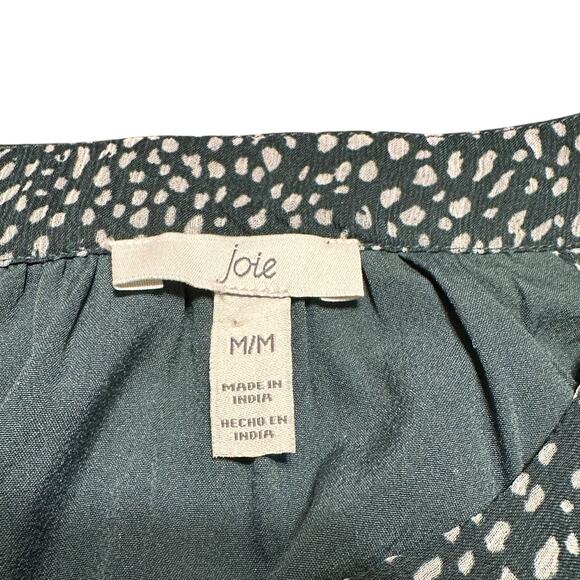 Joie Balloon Sleeve Mini Dress Green Animal Spot Size Medium NWT - Picture 3 of 7